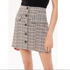 Urban Outfitters Pennsport Plaid Button-up Mini Skirt with Flap Pockets